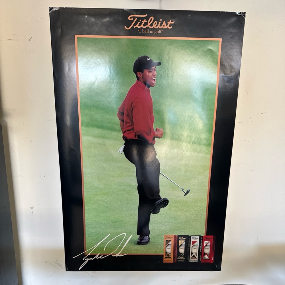 RARE VINTAGE 1997 TIGER WOODS TITLEIST FOUR MAJORS CHAMPIONS POSTER